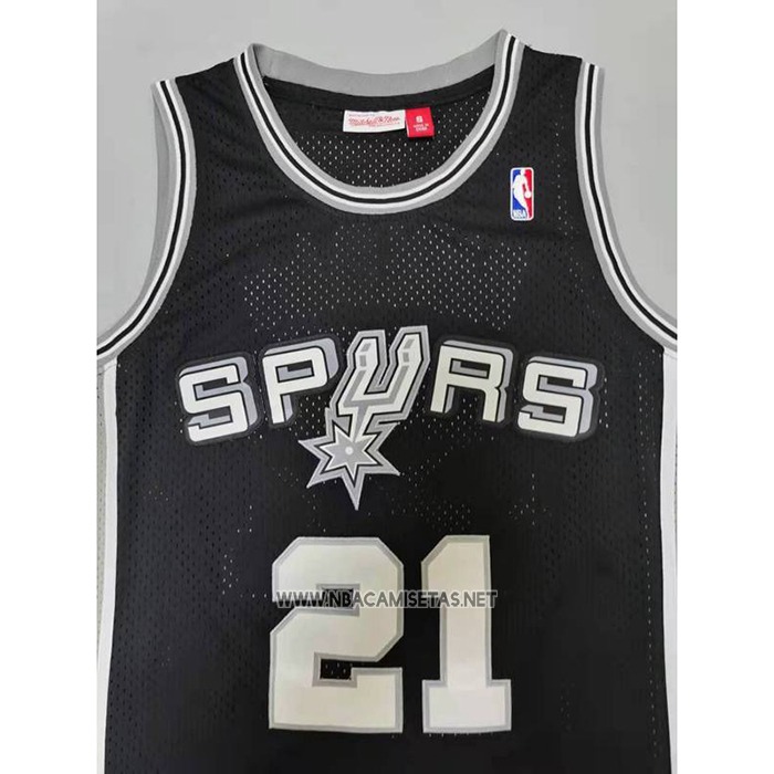 Camiseta San Antonio Spurs Tim Duncan NO 21 Mitchell & Ness 1998-99 Negro2